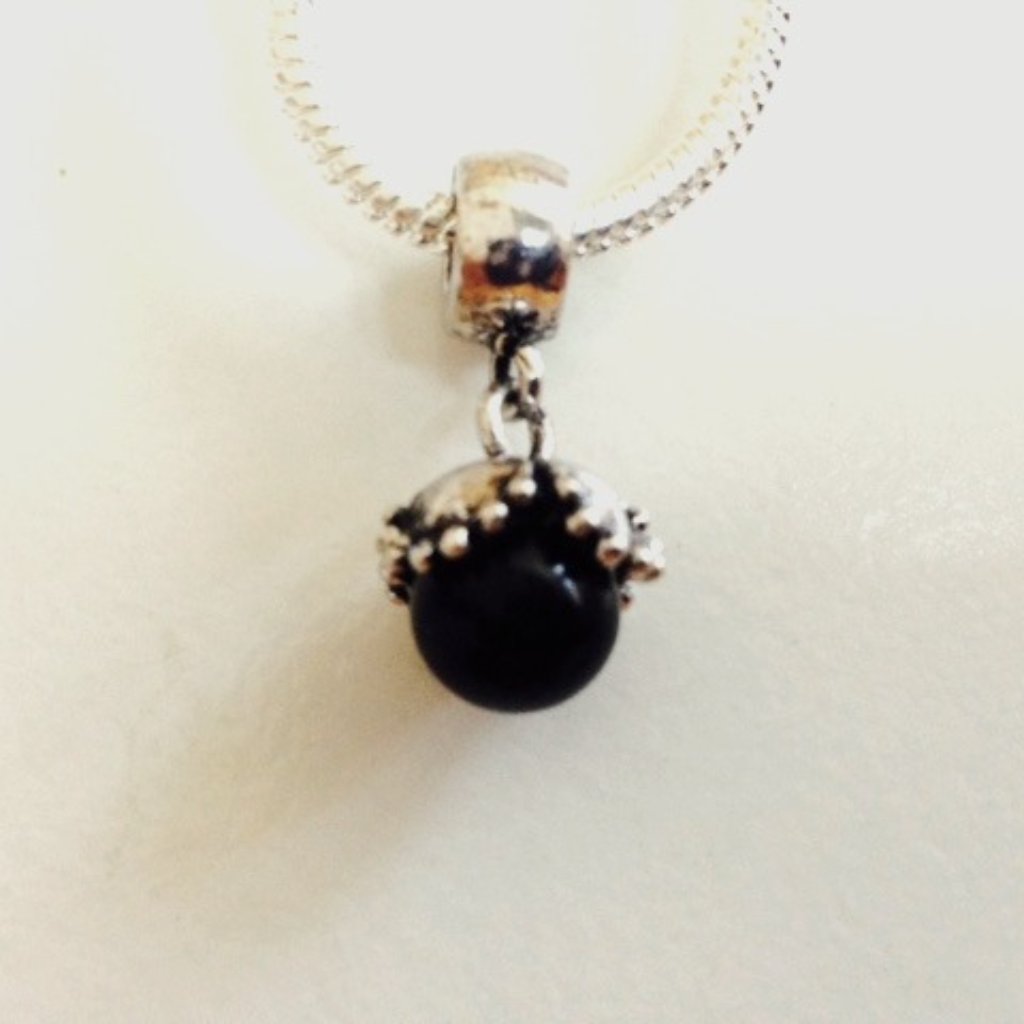 “Black Pearl” Silver Plated Dangling Charm Bead For European Style Bracelets